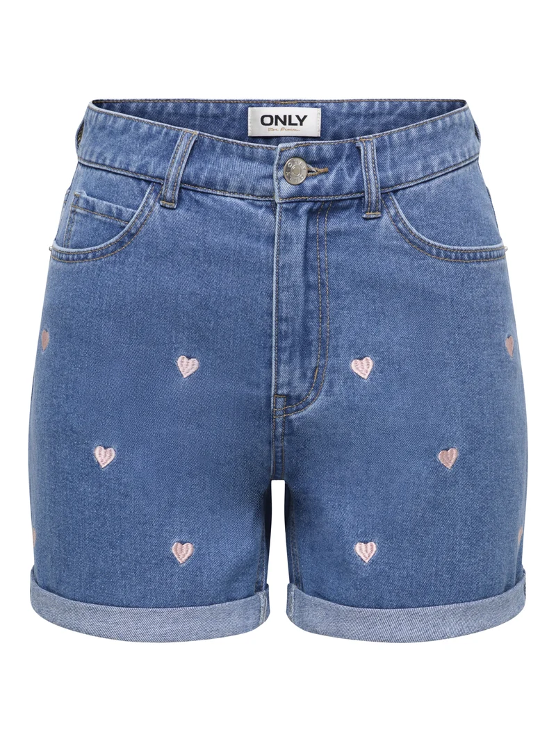ONLVEGA HW EMBROIDERY DNM SHORTS GU, Medium Blue Denim