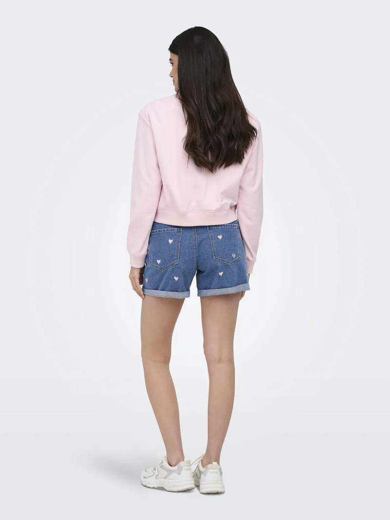 ONLVEGA HW EMBROIDERY DNM SHORTS GU, Medium Blue Denim