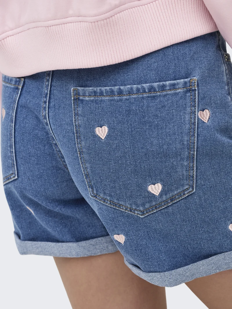 ONLVEGA HW EMBROIDERY DNM SHORTS GU, Medium Blue Denim