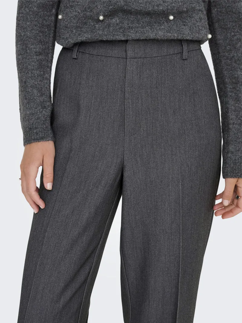 ONLHATTIE-LANA HW W MEL PANT TLR NO, Dark Grey Melange