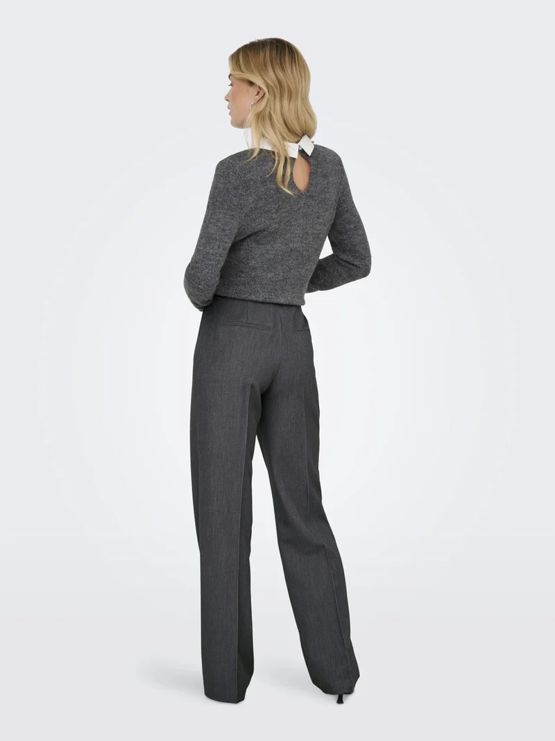 ONLHATTIE-LANA HW W MEL PANT TLR NO, Dark Grey Melange