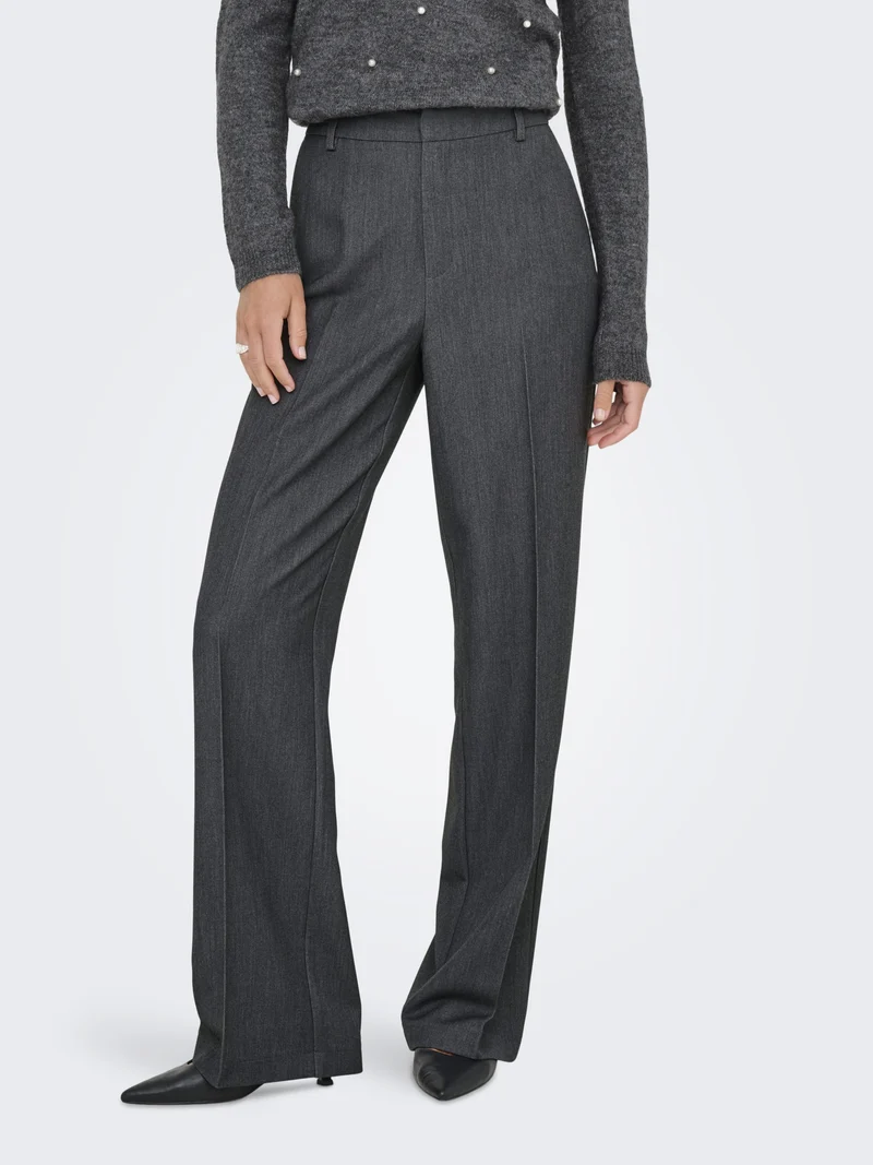ONLHATTIE-LANA HW W MEL PANT TLR NO, Dark Grey Melange
