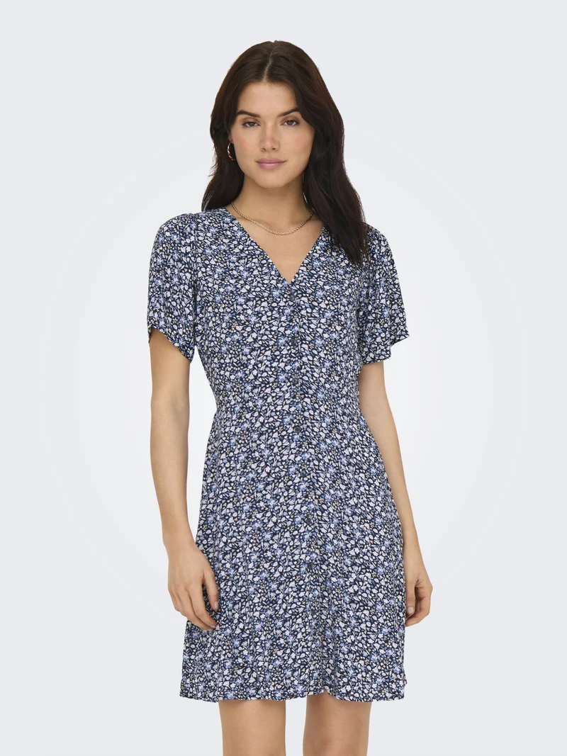 ONLEVIDA S/S SHORT DRESS WVN NOOS, Night Sky/SOFIA WHITE BLUE DITSY