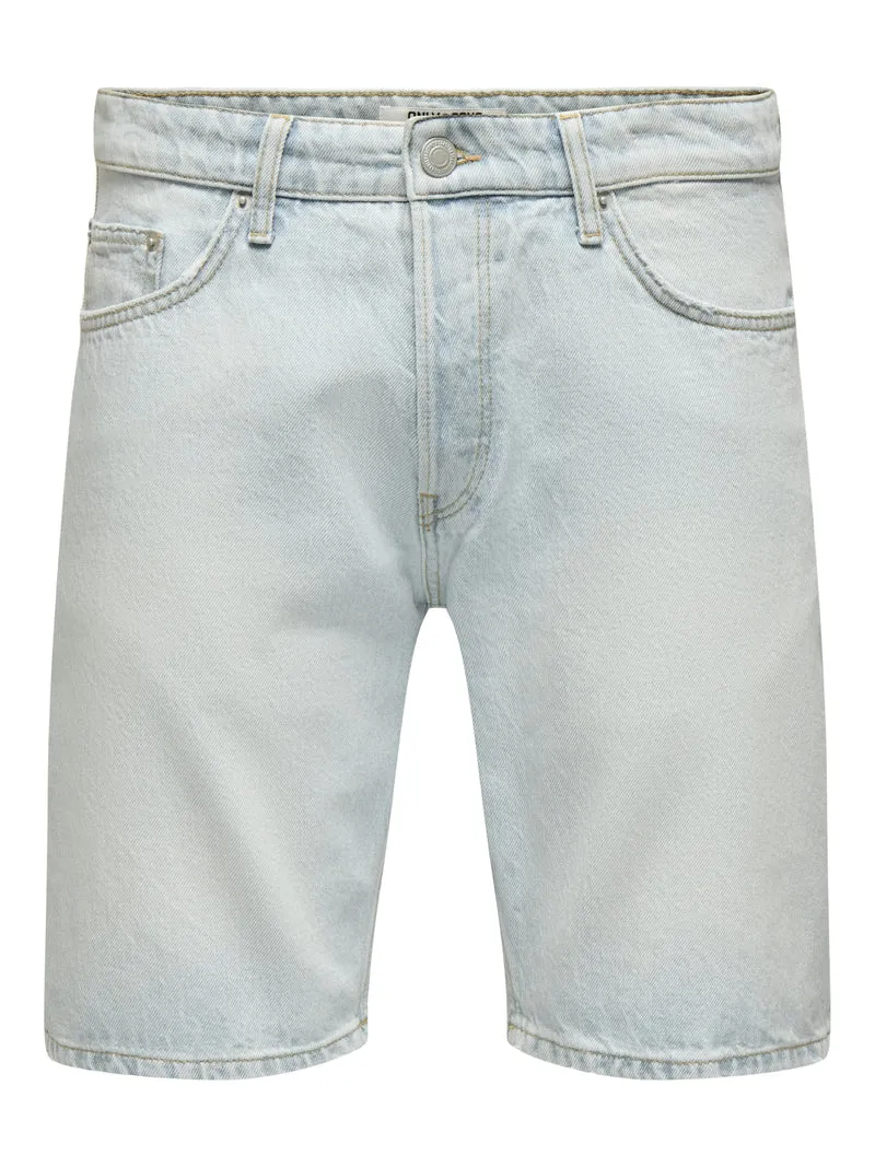 ONSEDGE LB 3662 DOT DNM SHORTS, Light Blue Denim