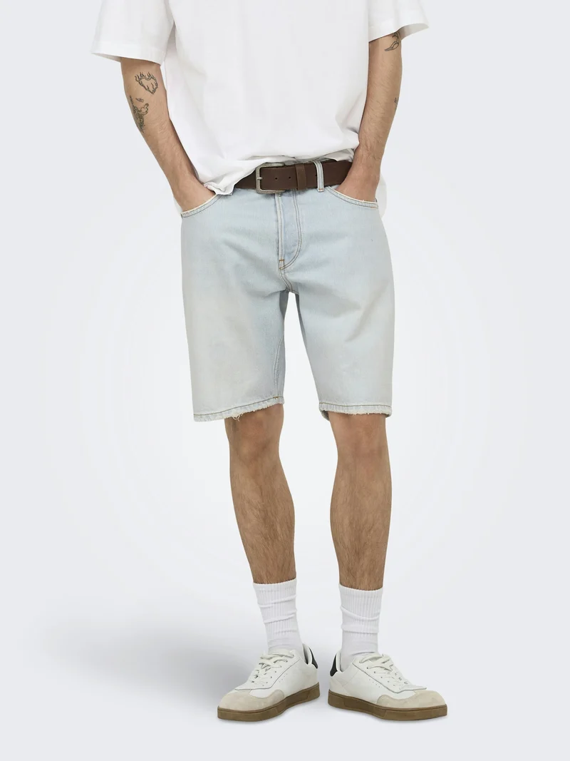 ONSEDGE LB 3662 DOT DNM SHORTS, Light Blue Denim