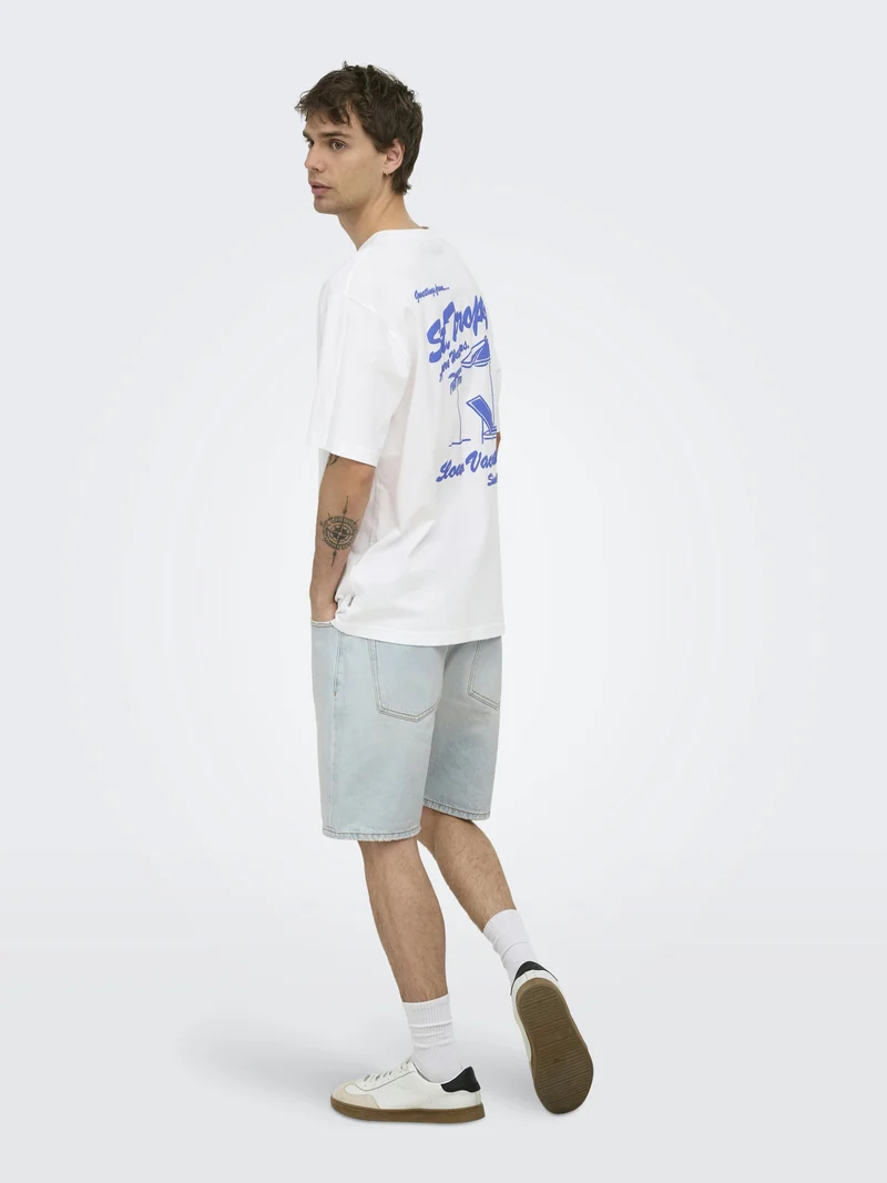 ONSEDGE LB 3662 DOT DNM SHORTS, Light Blue Denim