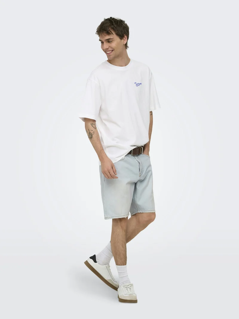 ONSEDGE LB 3662 DOT DNM SHORTS, Light Blue Denim