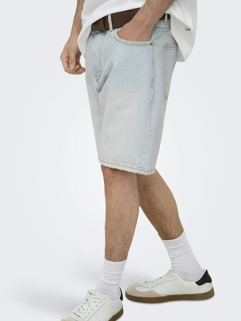 ONSEDGE LB 3662 DOT DNM SHORTS, Light Blue Denim