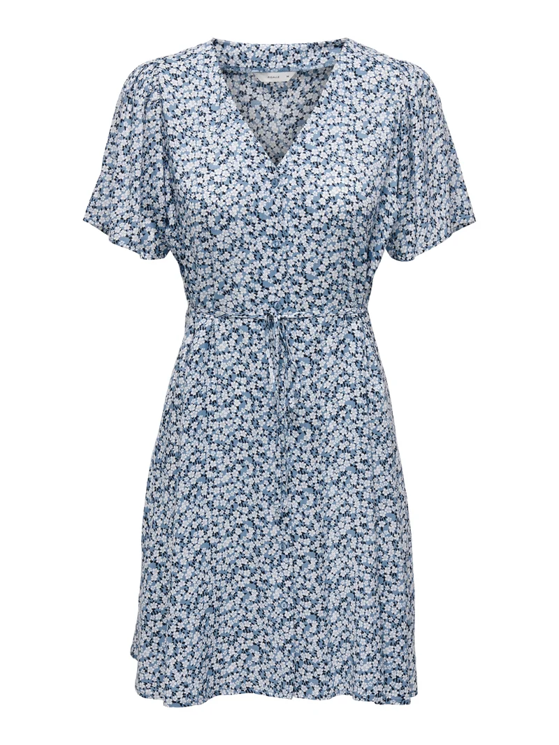 ONLEVIDA S/S SHORT DRESS WVN NOOS, Provincial Blue/SADIE FLOWER