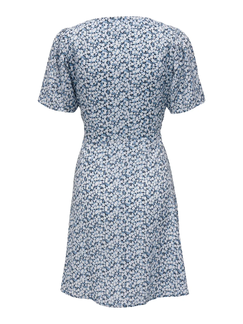 ONLEVIDA S/S SHORT DRESS WVN NOOS, Provincial Blue/SADIE FLOWER