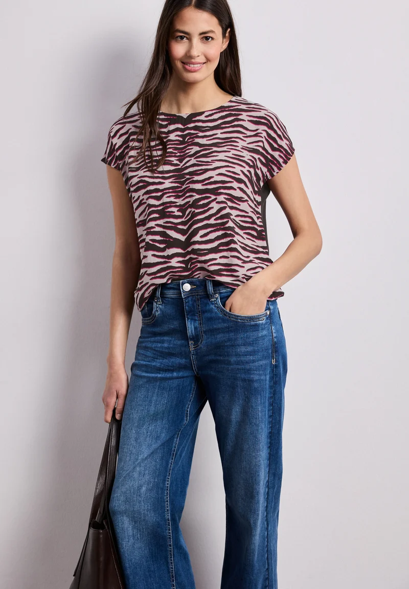 printed mat-mix shirt, minimal rose