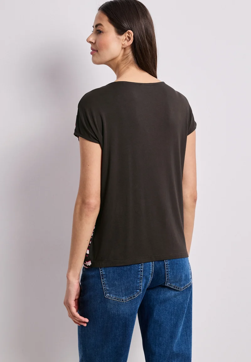 printed mat-mix shirt, minimal rose