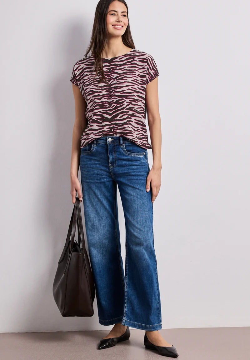 printed mat-mix shirt, minimal rose