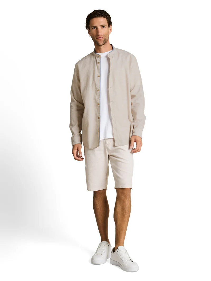 cotton linen shirt, cashew beige chambray