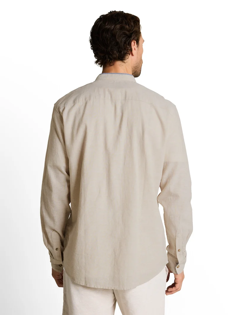 cotton linen shirt, cashew beige chambray