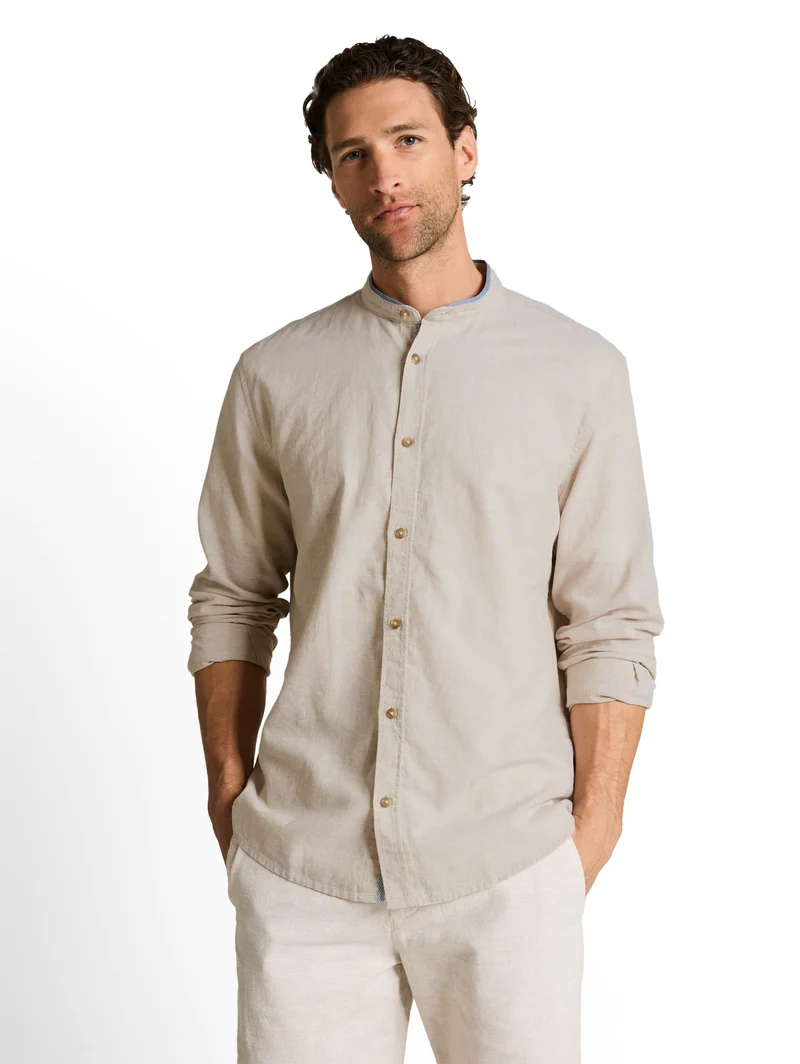 cotton linen shirt, cashew beige chambray