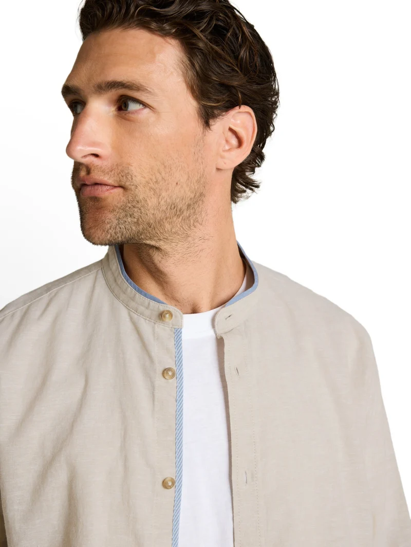 cotton linen shirt, cashew beige chambray