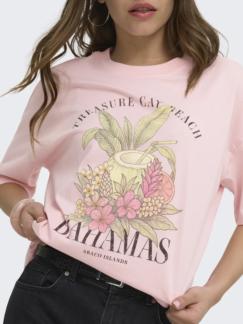 ONLLUCY BOXY S/S TOP JRS, Rosy Touch/Bahamas