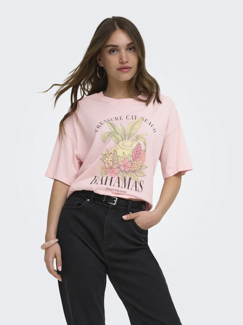 ONLLUCY BOXY S/S TOP JRS, Rosy Touch/Bahamas