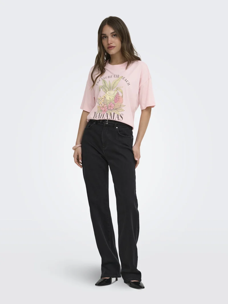 ONLLUCY BOXY S/S TOP JRS, Rosy Touch/Bahamas