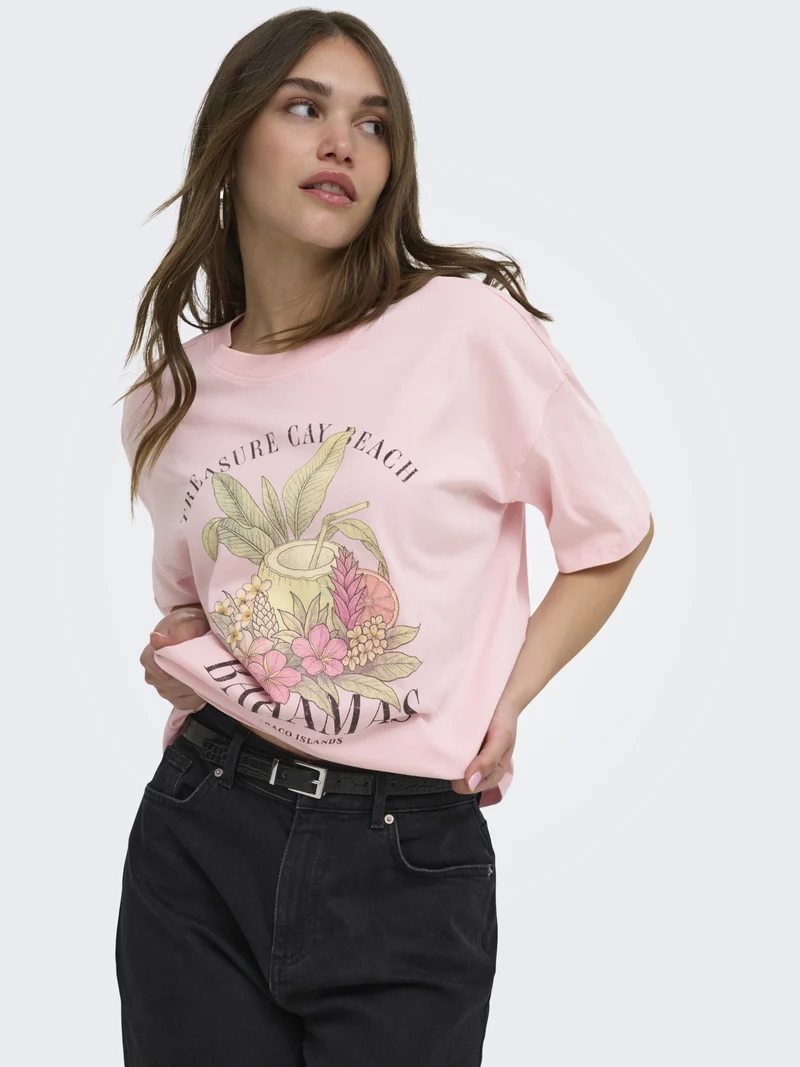 ONLLUCY BOXY S/S TOP JRS, Rosy Touch/Bahamas
