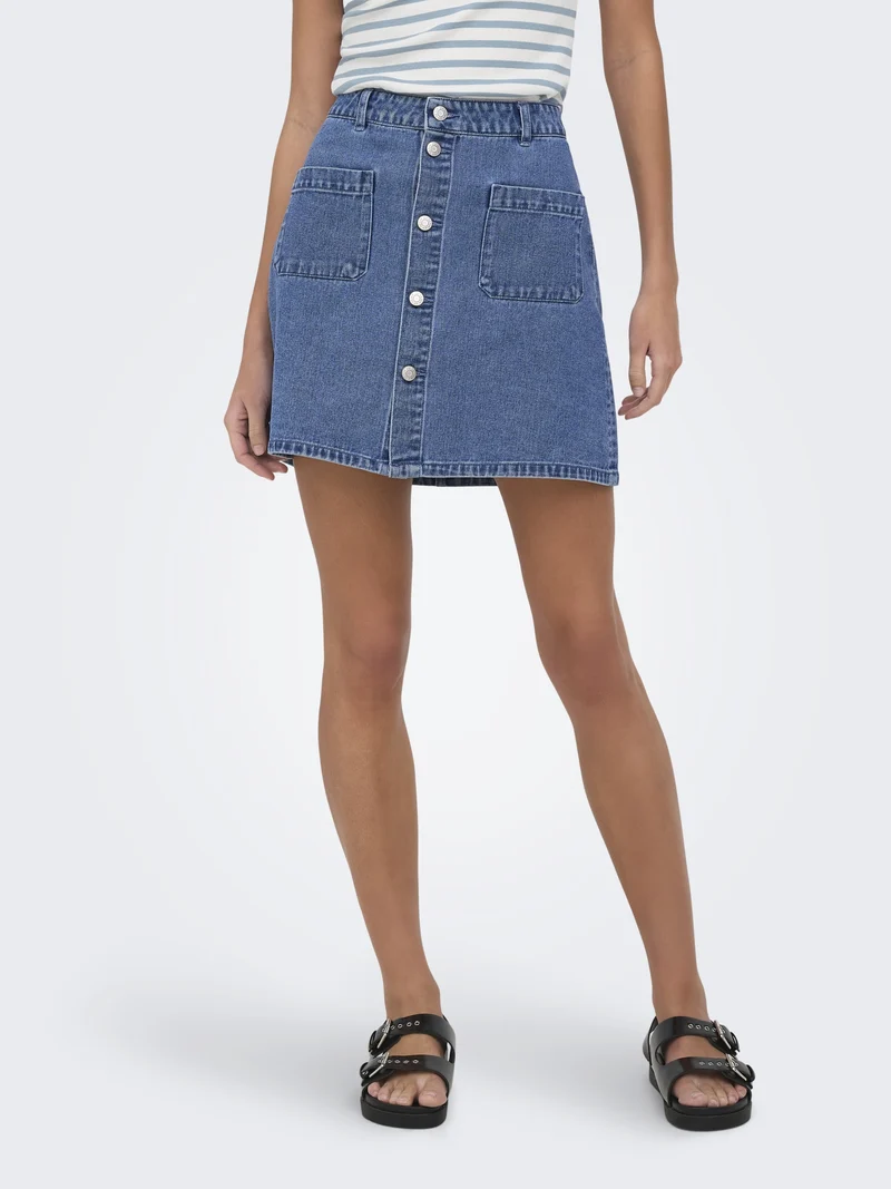 JDYSHIRAZ HW SKIRT DNM, Medium Blue Denim