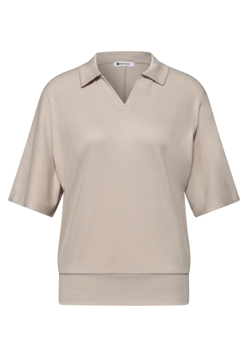 LTD QR polo w.bottom cuff, clay sand