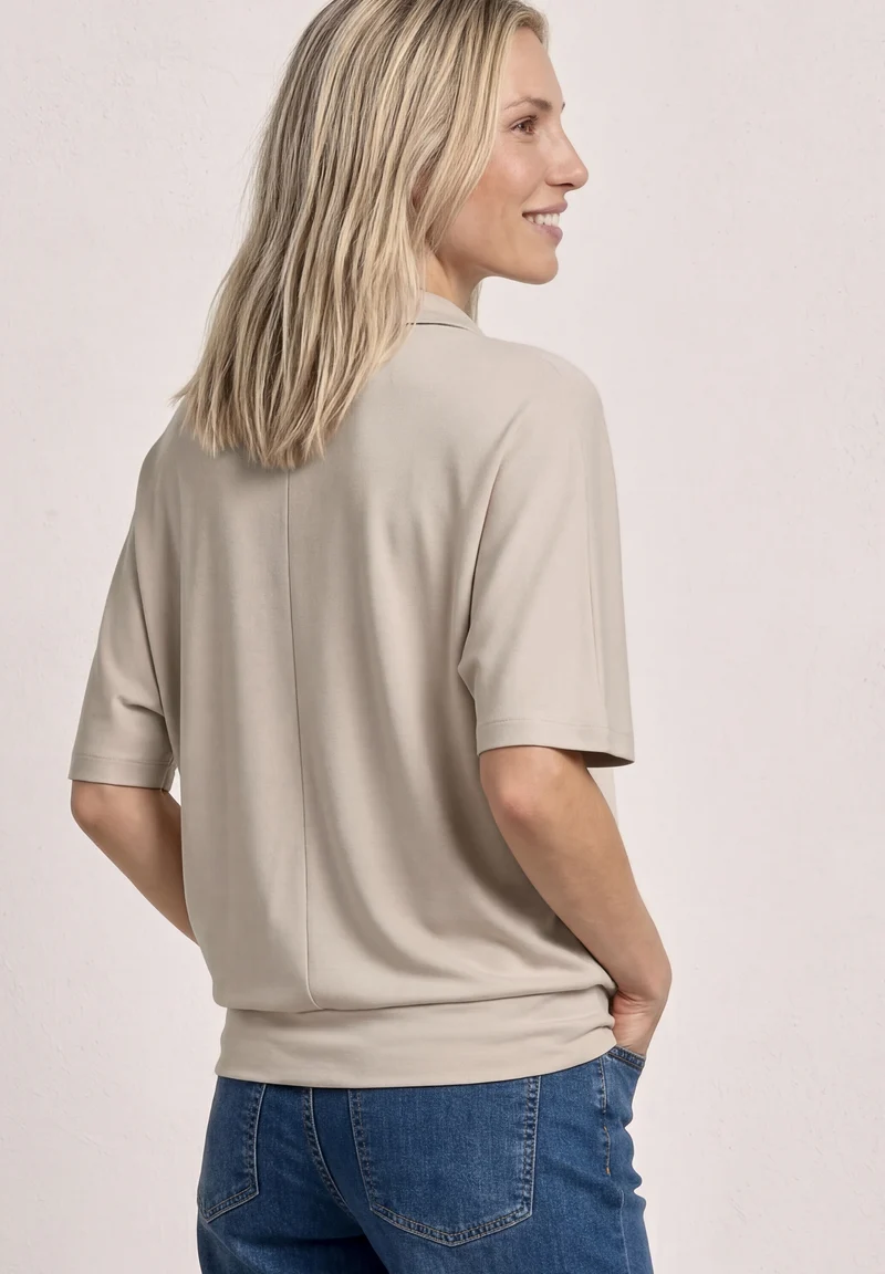 LTD QR polo w.bottom cuff, clay sand