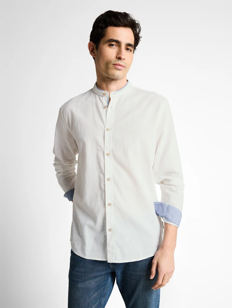 cotton linen shirt, White