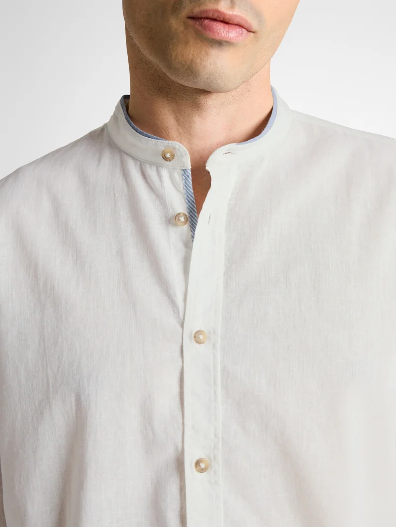 cotton linen shirt, White
