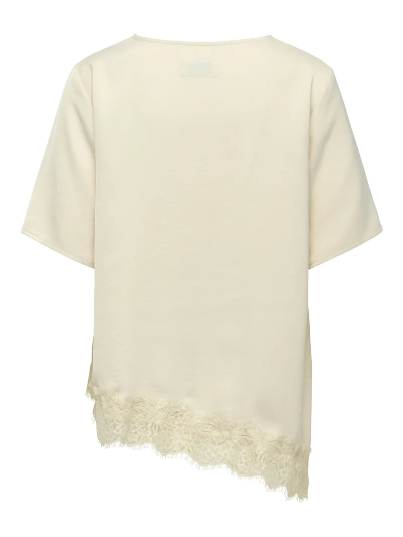 JDYURBA S/S ASSYMMETRIC TOP WVN EXP, Sandshell/WITH SANDSHELL LACE