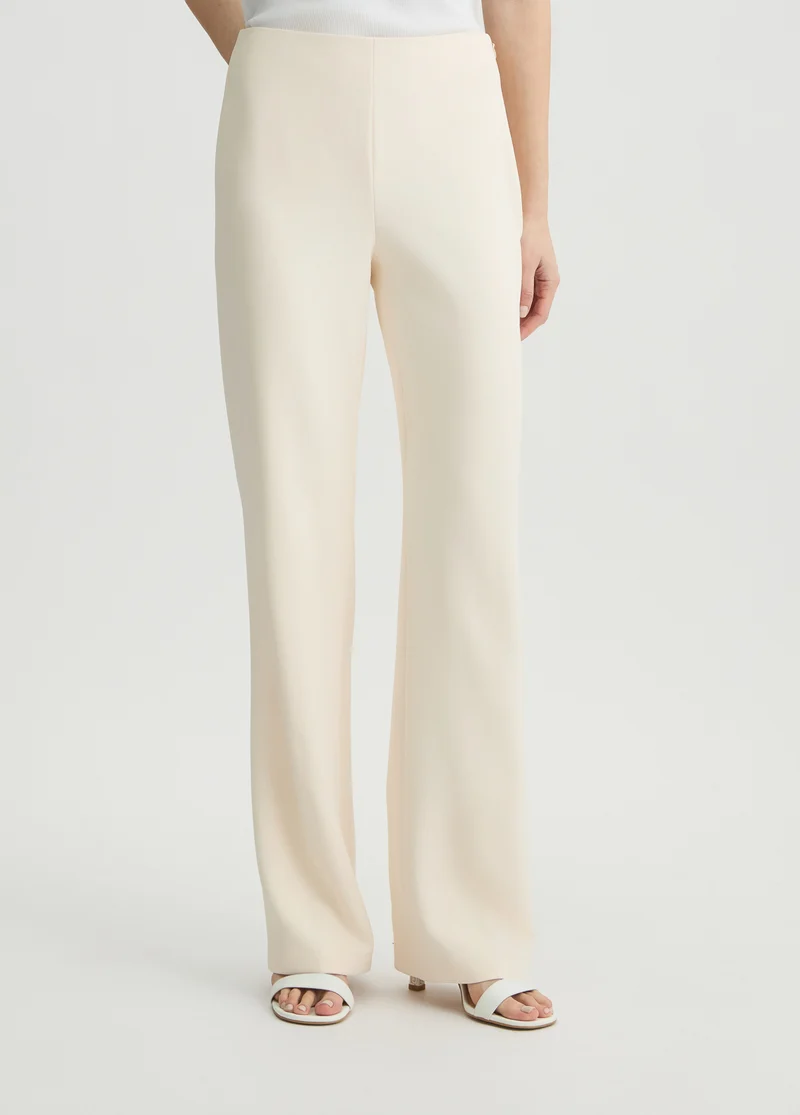 Long Champagne-Coloured Crepe Trousers