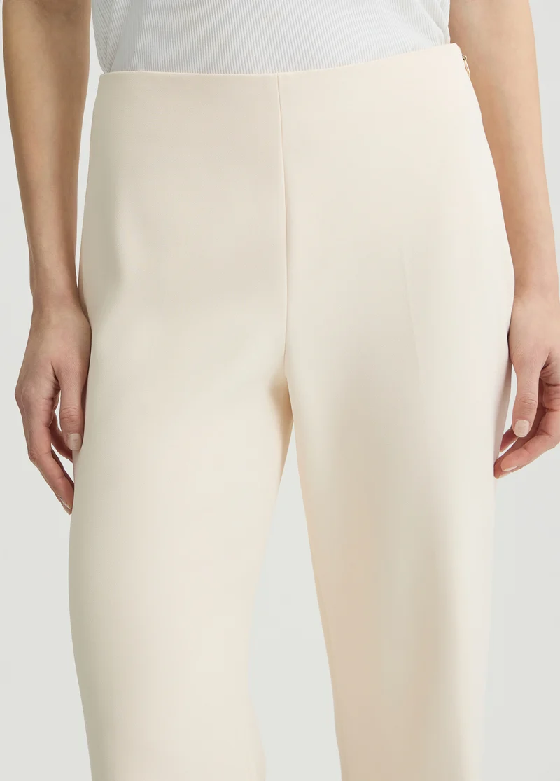 Long Champagne-Coloured Crepe Trousers
