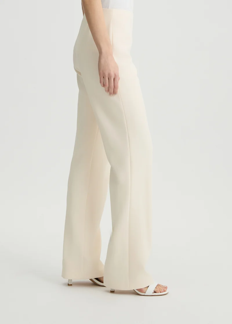 Long Champagne-Coloured Crepe Trousers