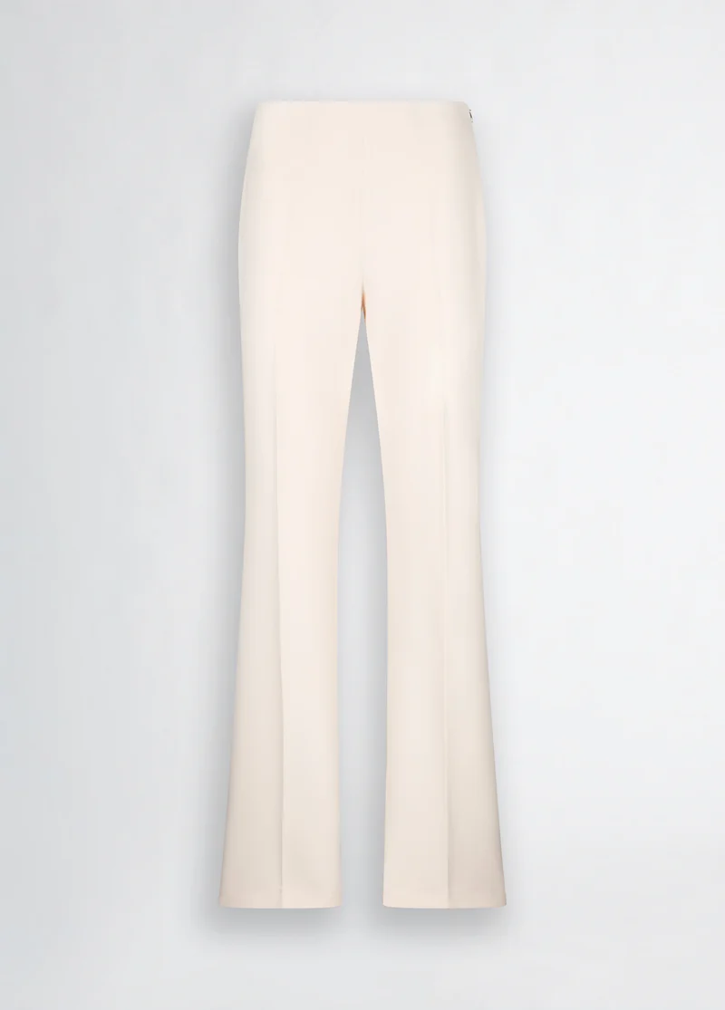 Long Champagne-Coloured Crepe Trousers