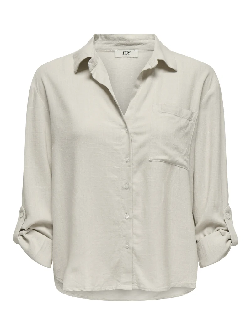 JDYCAYA LINEN LOOSE L/S SHIRT WVN N, Moonbeam