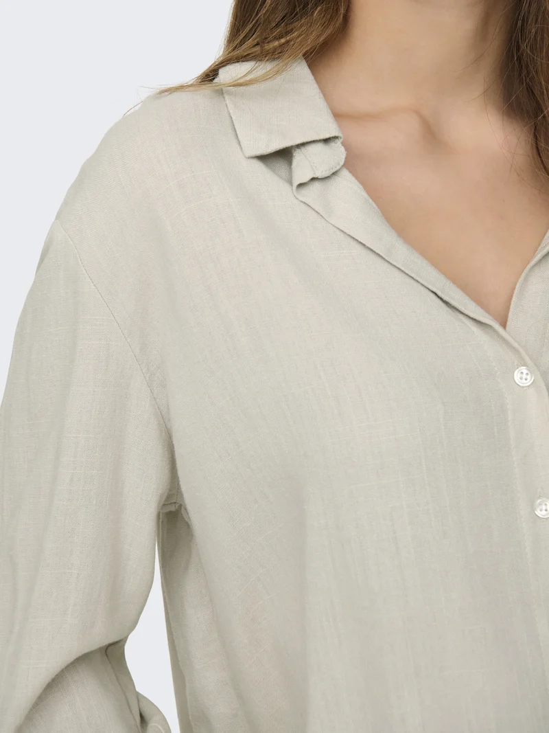 JDYCAYA LINEN LOOSE L/S SHIRT WVN N, Moonbeam