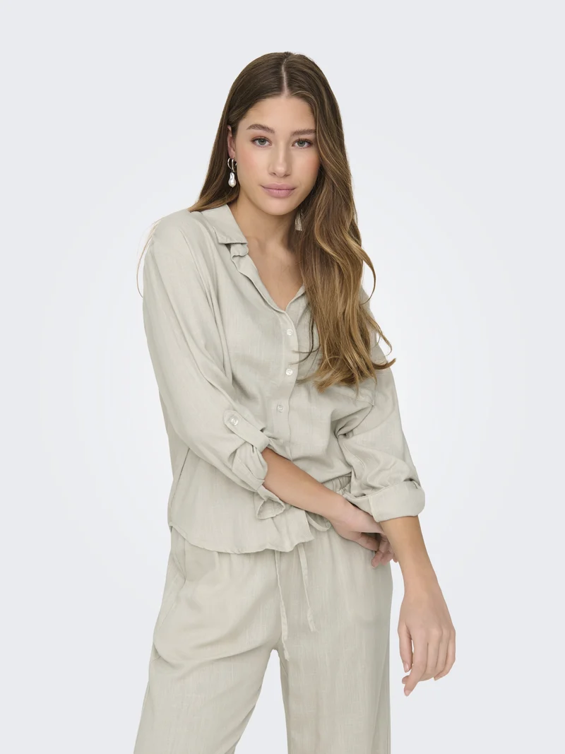 JDYCAYA LINEN LOOSE L/S SHIRT WVN N, Moonbeam
