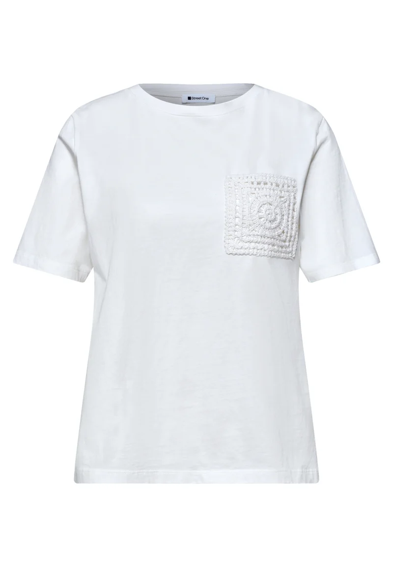 shirt w.crochet pocket, off white