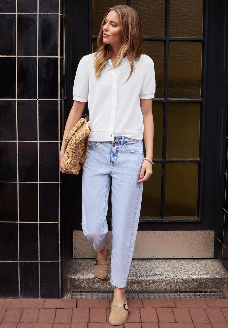 knit look short jacket, off white