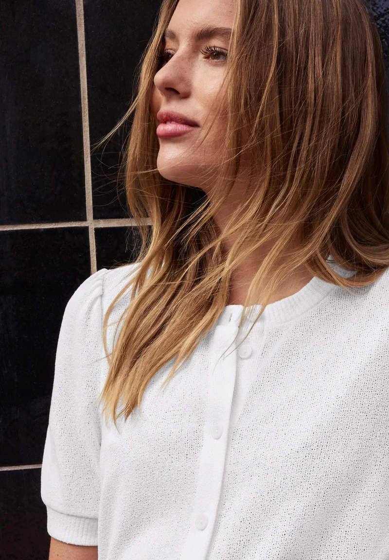 knit look short jacket, off white
