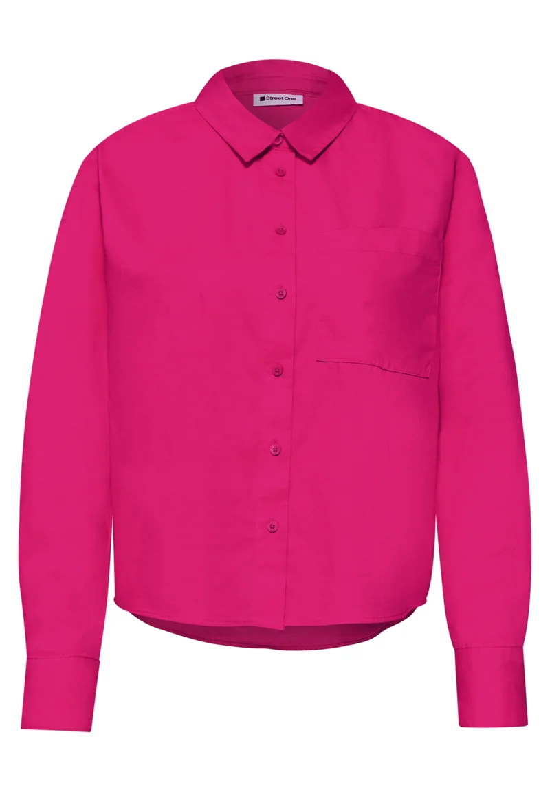 QR Cotton shirtcollar blouse w, magenta dream