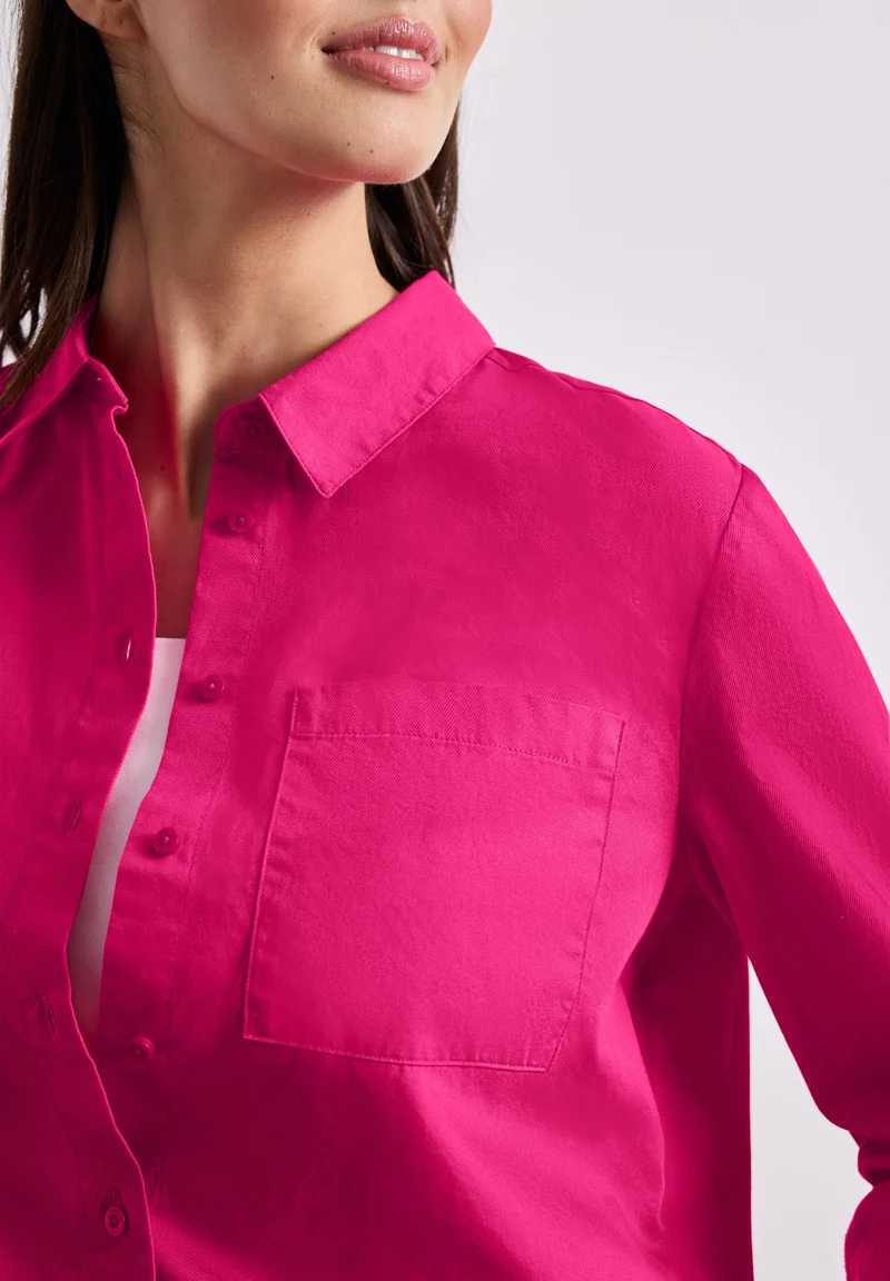 QR Cotton shirtcollar blouse w, magenta dream