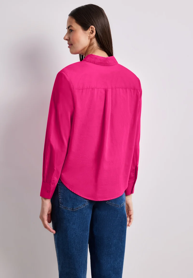 QR Cotton shirtcollar blouse w, magenta dream