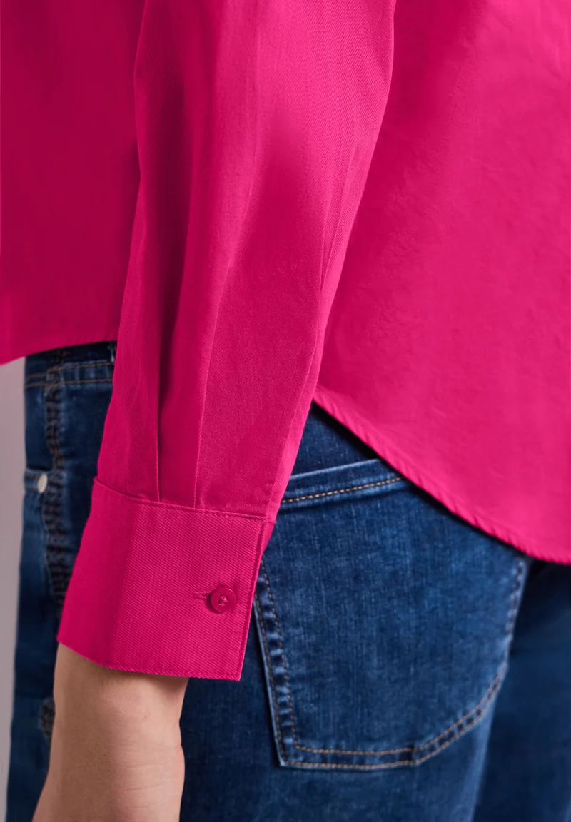 QR Cotton shirtcollar blouse w, magenta dream