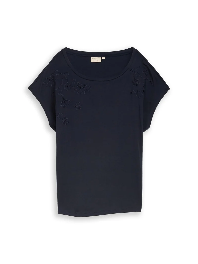 T-shirt crew neck ajour deplac, sky captain blue