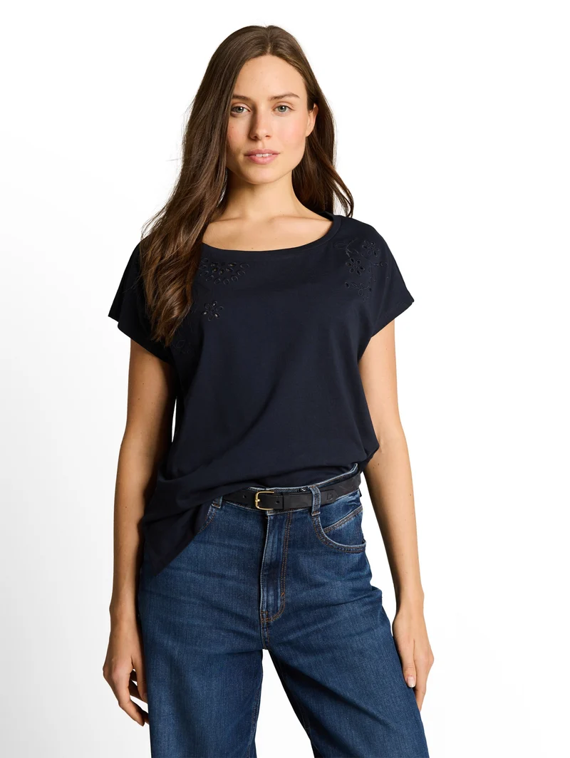T-shirt crew neck ajour deplac, sky captain blue