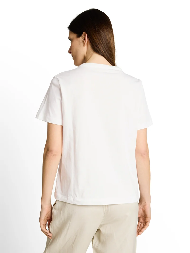 T-shirt basic crew neck print, Whisper White