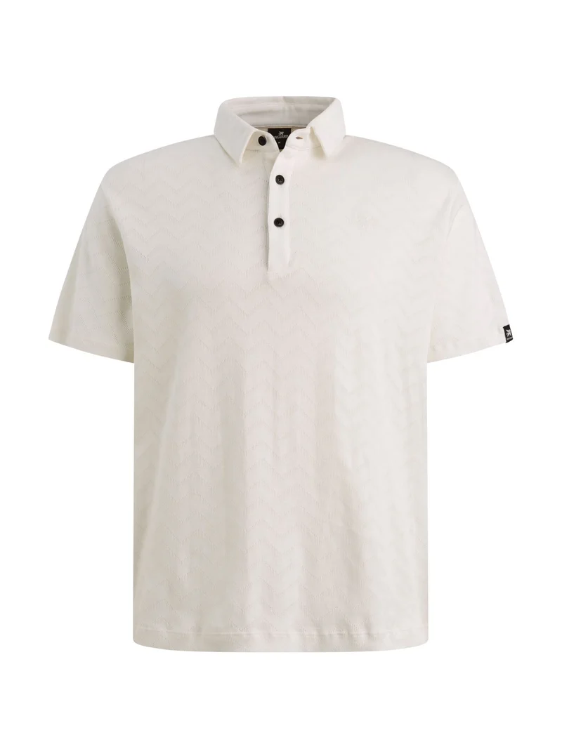 Short sleeve r-neck jacquard jerse, Cloud Dancer