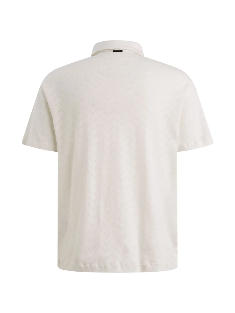 Short sleeve r-neck jacquard jerse, Cloud Dancer